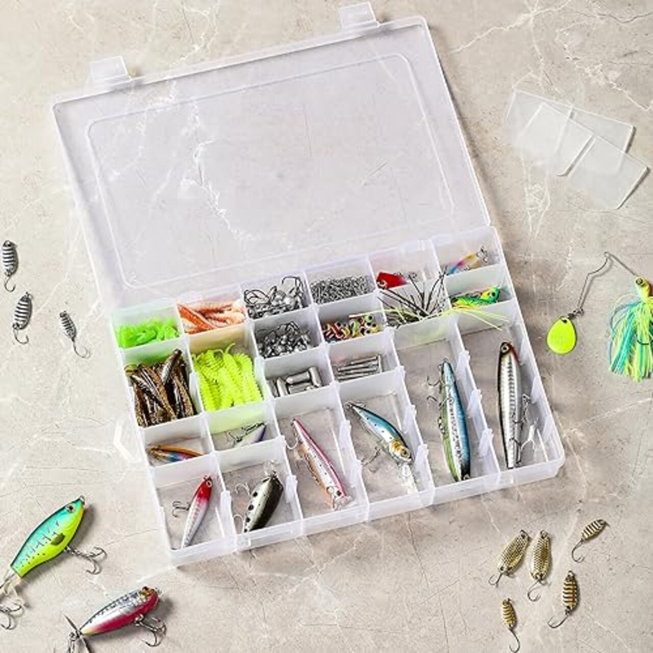 2 Pck 36 Grids Clear Plastic Organizer Box with Adjustable Dividers, Small Craft Organizers and Storage, Compartment Container for Bead, Nail, Jewelry, Art, DIY Crafts, Fishing Tackle, Small Items